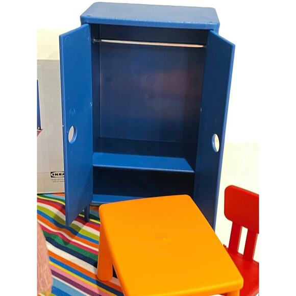 American Girl Mini Kit Doll & Ikea Bedroom Set Rug Bed Table Wardrobe Chair Box - Picture 4 of 9